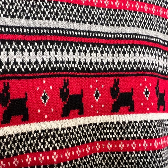 Karen Scott Red Nordic Fair Isle Print Pullover Sweater Scottie Dog Sz Medium - Picture 8 of 11